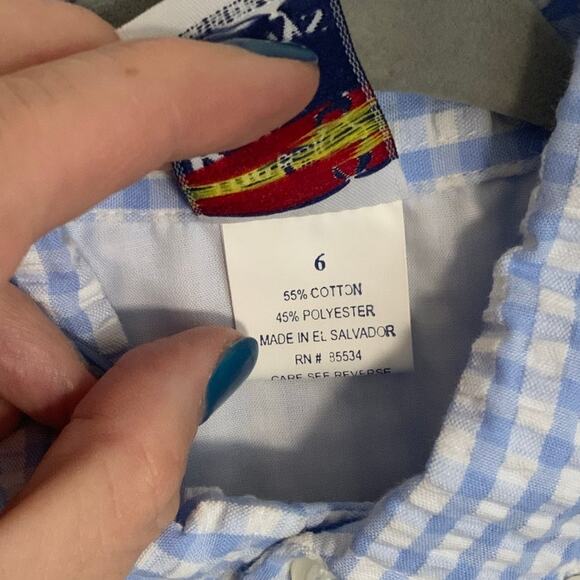 The Bailey Boys Seersucker Short sleeve shirt size 6 - Picture 3 of 4